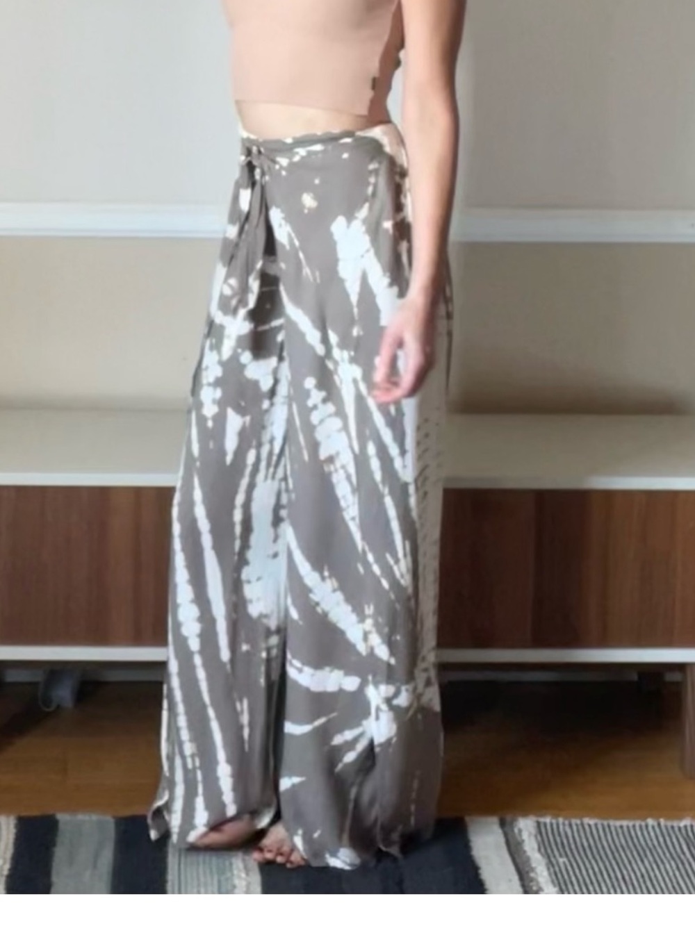 Young Fabulous & broke tie dye high slit beach pants tie front
